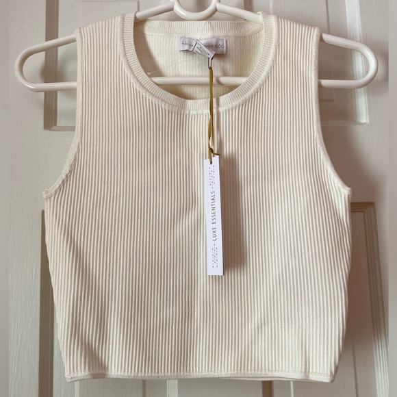 House of Harlow 1960 Tops - House of Harlow 1960 Cream White Ribbed Crop Knit Top